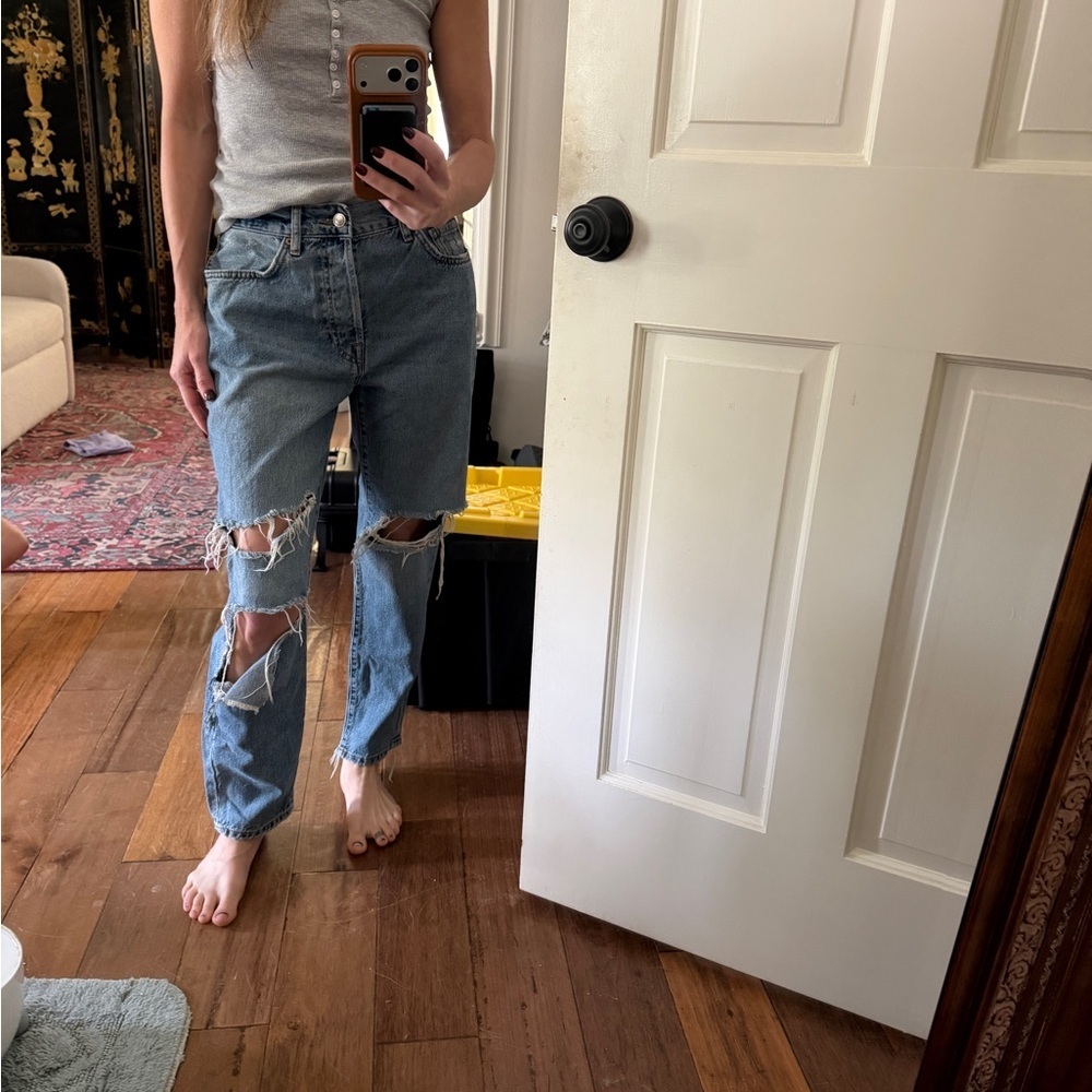 Distressed Boyfriend Y2K Blue Jeans